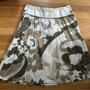 H&M skirt-size 6-cream, tan and brown-woman’s knee length/a-line